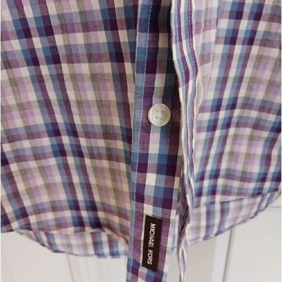 Mens Michael Kors Button Down Shirt Cotton Plaid - Picture 6 of 14